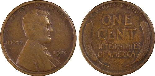 1914-D Lincoln Cent 1c Wheat Penny "Semi-Key Coin" *PCGS F12 Fine*