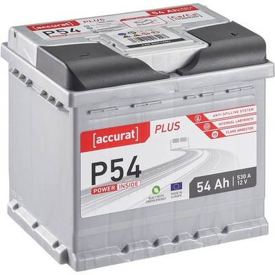Accurat Plus Autobatterie 54Ah 12V Starterbatterie statt 45Ah 50Ah 52Ah 53Ah KFZ