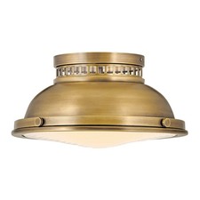2 Light Flush Ceiling Light – Heritage Brass, Vintage Style Hinkley Amelia