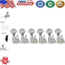 Kidney Button Chrome 6 Inline Guitar Tuners Set for Strat/Tele Electric Guitars