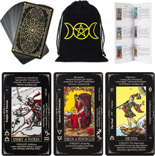 Tarot Cards with Guide Book  Linen Carry Bag, 78 Classic Original Tarot Cards D