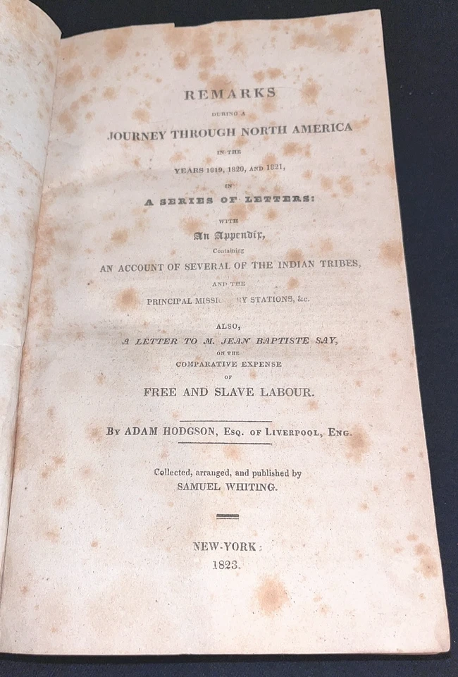 Remarks During Journey Through North America - 1823 Adam Hodgson - 1st EDITION - Image 2 of 4