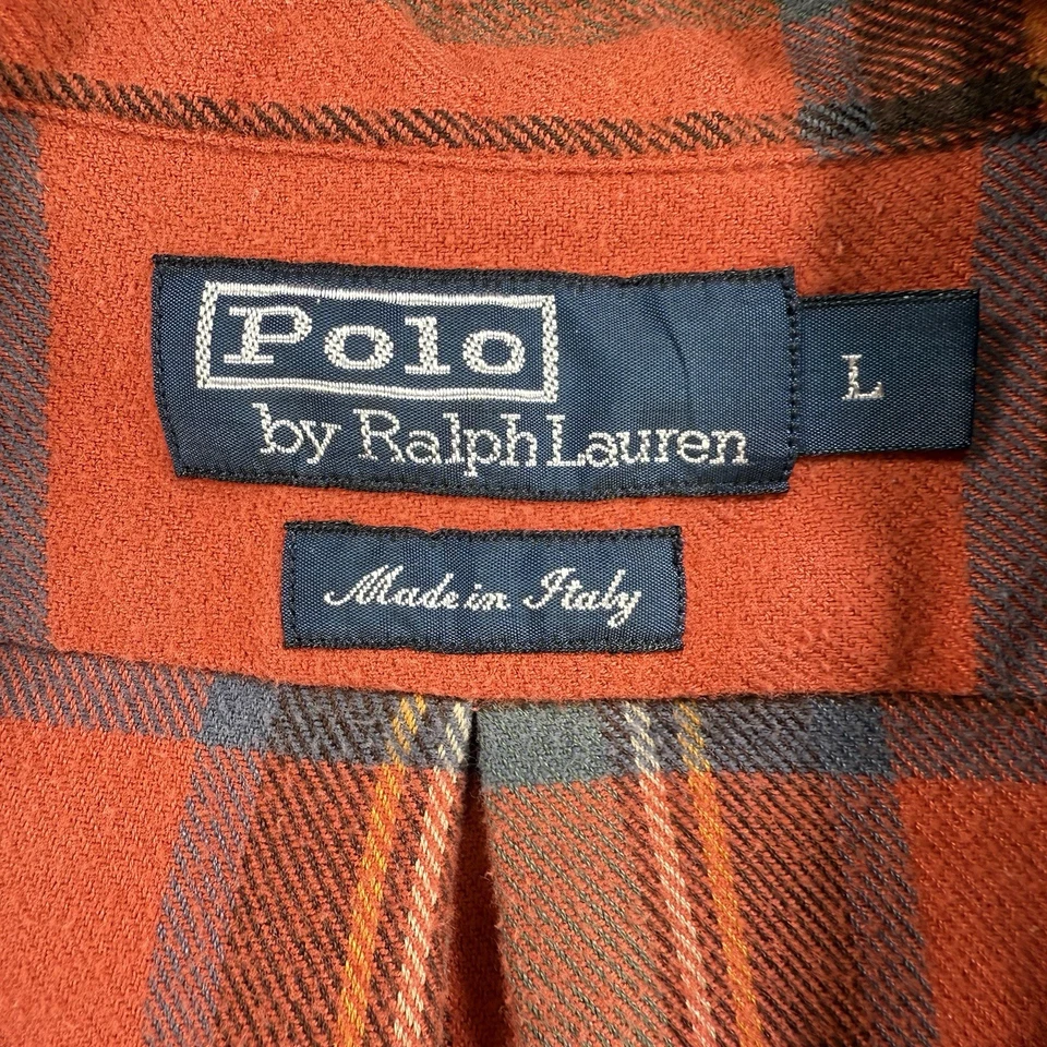 Vtg Polo Ralph Lauren Tartan Flannel Shirt L Made in Italy 90s Y2K Royal Stewart - Image 4 of 4