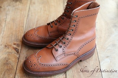 Trickers hellbraune Leder Derby Brogue Stiefel Schuhe UK 6,5 Weite US 7,5 EU 40,5
