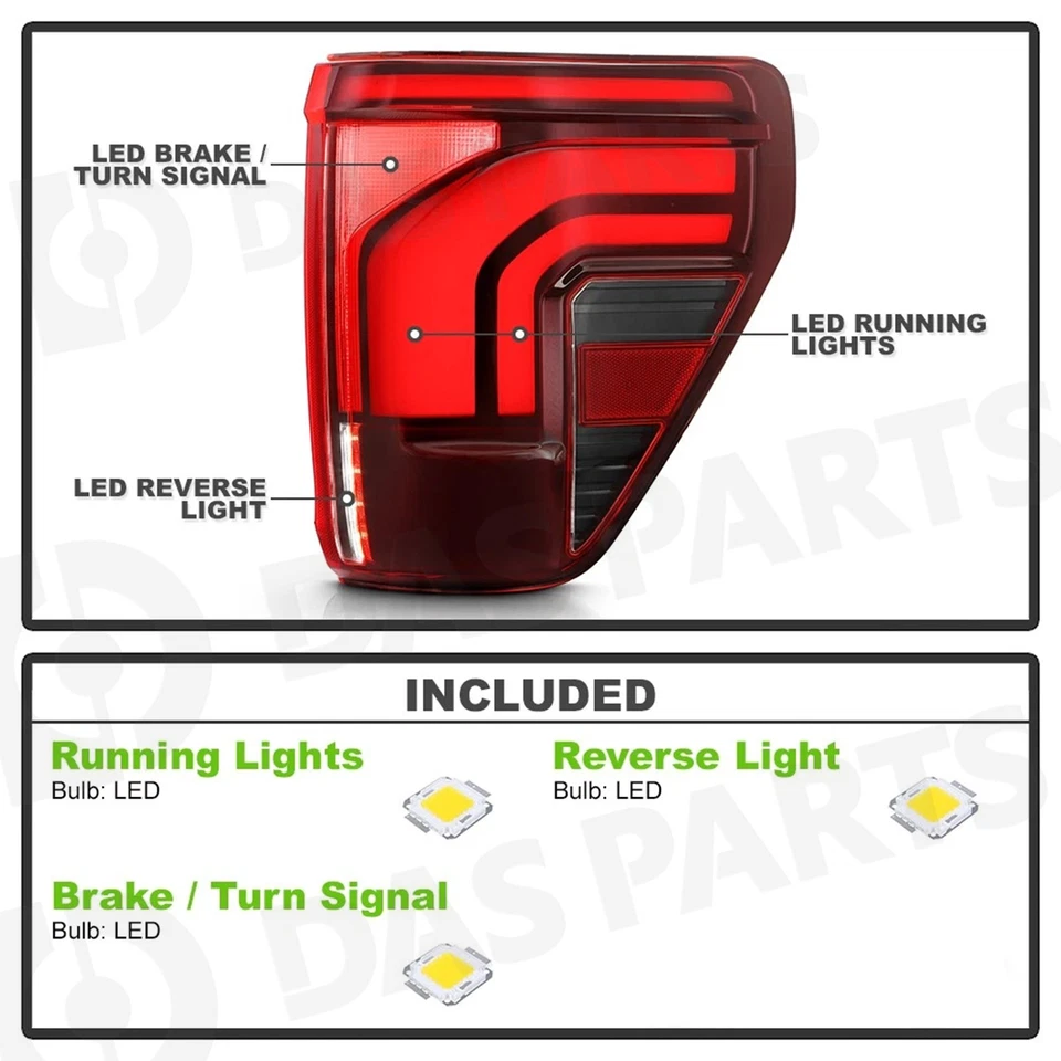 For 2024-2025 Ford F150 Incandescent Upgrade Full LED Tail Light Brake Lamps L&R - Image 4 of 4
