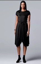 Simply Vera Vera Wang Jersey Asymmetrical Hem Drawcord Shirt Dress Black Size L