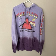 Vintage Style Pink Floyd Hoodie L Dark Side of the Moon 1973 Tour Purple DipDye