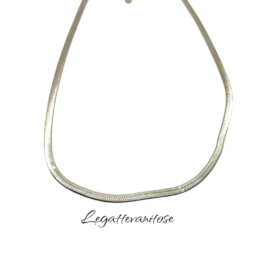 Collana  donna in Acciaio  color argento snake  collana steel 316 L  34 cm - Immagine 2 di 4