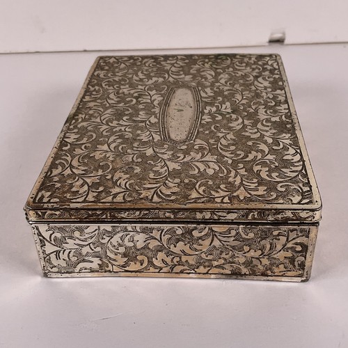 Vintage Japan Silver Embossed Cigarette Box 4.75x3.5 Ornate Trinket Box Antique - Picture 5 of 12