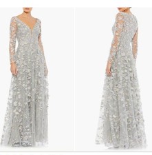 Mac Duggal Floral Applique Gown 3D Fairy Whimsical Formal Elegant Luxury Women 4