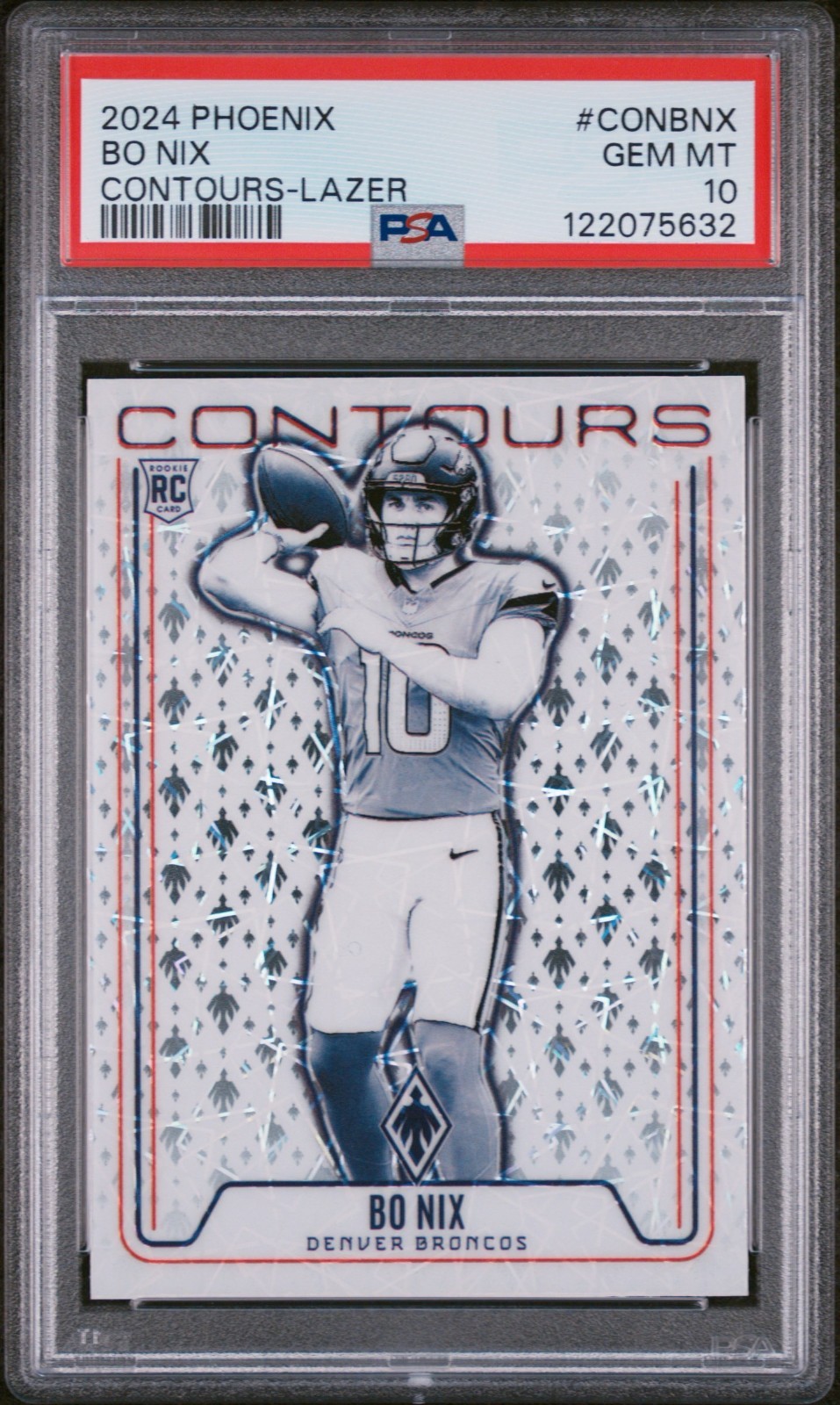2024 Panini Phoenix - Contours Bo Nix #CON-BNX Lazer (RC) - PSA GEM MINT 10