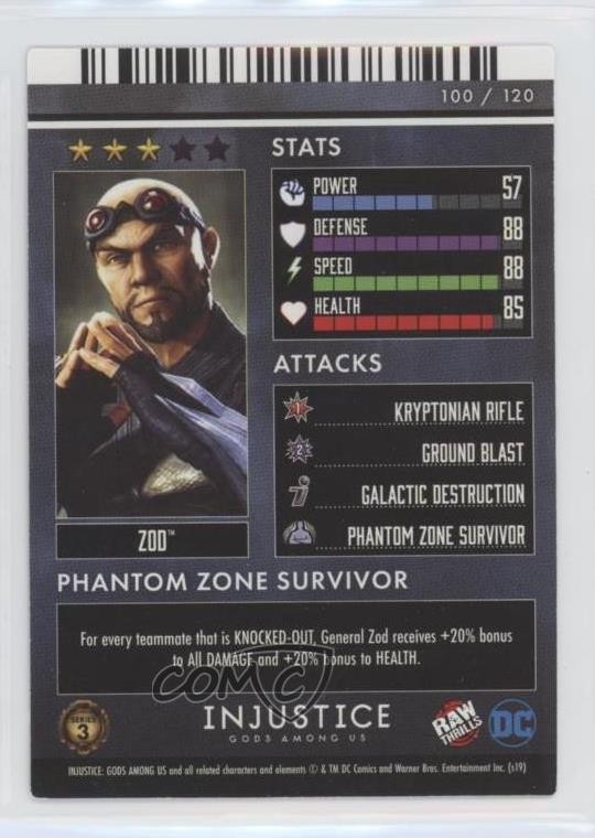 2019 Raw Thrills DC Injustice: Gods Among Us Series 3 Zod #100 1u1