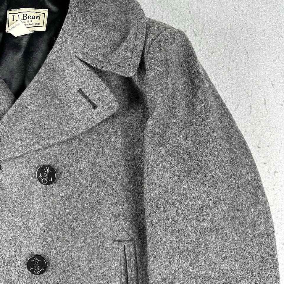 LL Bean Pea Coat Men’s Medium Reg Gray Sterlingwear Of Boston Anchor Collection  - Image 3 of 4