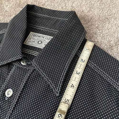 Freenote Cloth San Juan Capistrano Polka Dot Navy Work Shirt 100% Cotton Small S - Picture 9 of 14