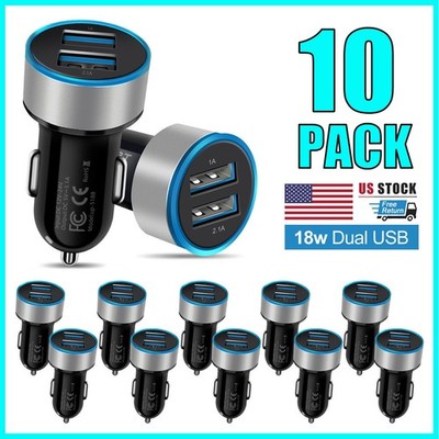 10X Dual USB Car Charger Charging Adapter For Motorola Samsung iPhone OnePlus LG