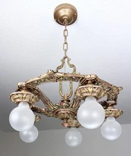 Antique Vintage 1920's Art Nouveau Ceiling Light Fixture CHANDELIER