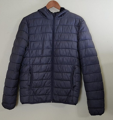 Primark Boy's Gray Puffer Ultra Lightweight Jacket, Zippered Coat w/Hood, Medium