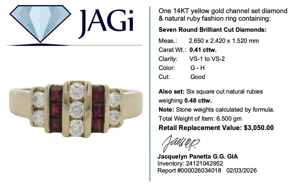 .89ctw Round Diamond and Ruby Vertical Channel-Se… - image 7