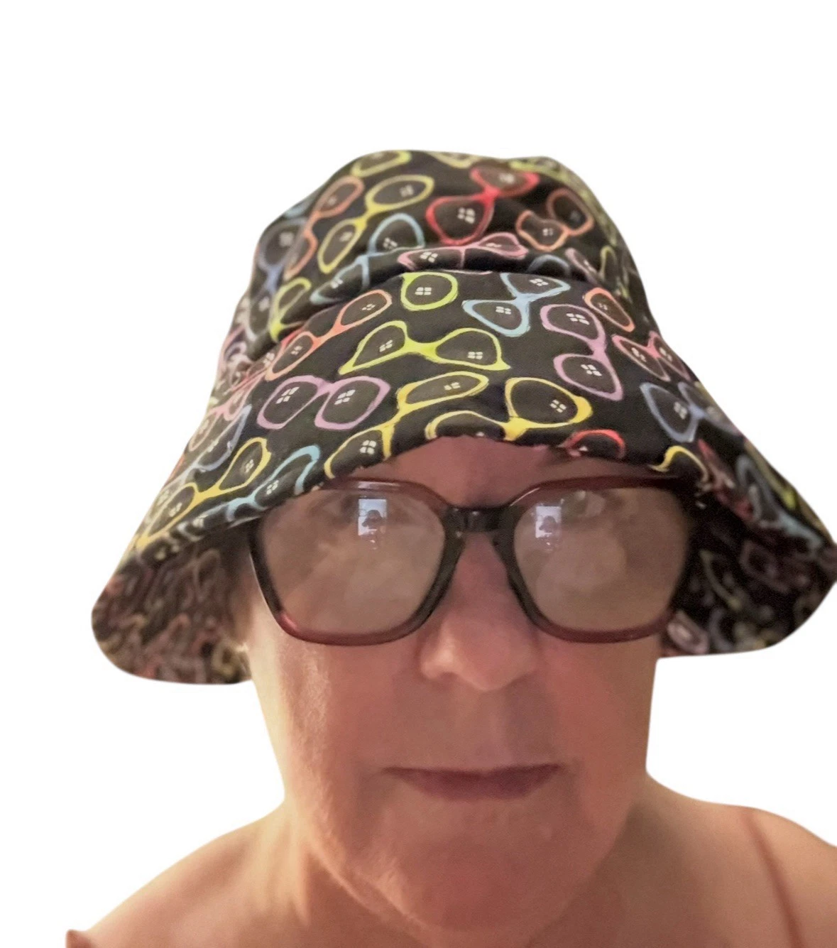 Sunglasses Print Bucket Hat Black Multi Cotton Adjustable Lined NWT Sale Fun