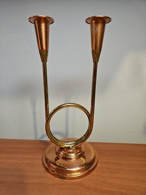 Vtg Copper Craft Guild Taunton MA 10 Inch Cu/br Candlestick Holder 
