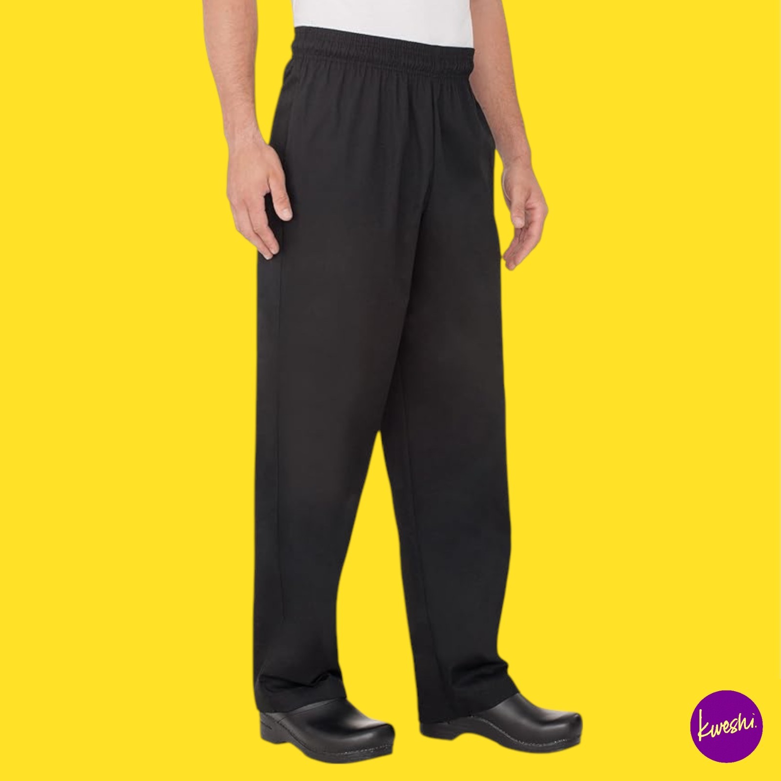 CHEF WORKS Men's Baggy Chef Pants Essential CF1, Black, UK XXL | EU XXL | US XXL