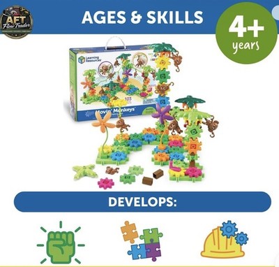 Learning Resources - Gears Gears Gears Moving Monkeys Building Set (LER9119) New