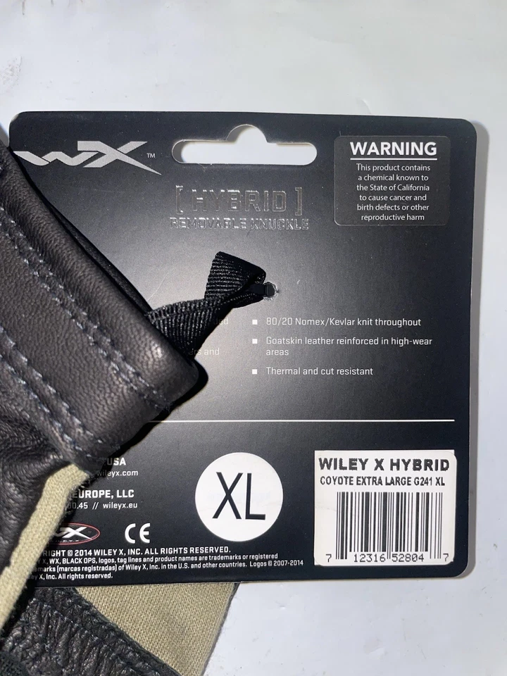 Wiley X Hybrid Coyote XL G241, Black Removable Knuckles, Tactical Gloves, 1 pair - Image 3 of 4
