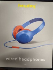 heyday Wired On-Ear Headphones Built-In Mic Foam Cushion Bright Blue
