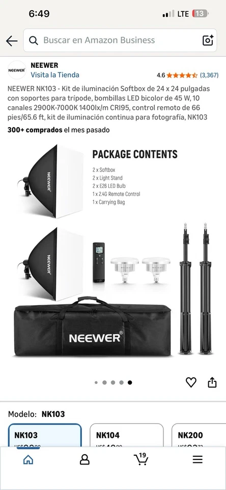 NEEWER NK200 24x24"/60x60CM 700W Photography Softbox Kit -2 Box Lights Studio - Image 4 of 4