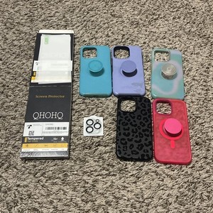 Iphone 14 Pro Max Lot - 5 Glass Screens - 5 Hard Cases - Camera Glass