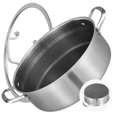 LOLYKITCH 7 QT Tri-Ply Stainless Steel Non Stick Sauté Pan with Lid,12 Inch D...