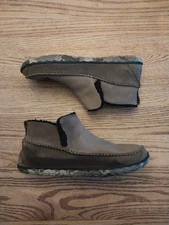 LL Bean Mountain Slipper Boot Mocs Fleece Lined Gray Suede Slip On Mens Size 10