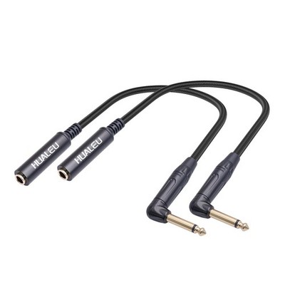 2-Pack 1FT Right Angle 1/4 TS Male to Female Guitar Adapter - Space-Saving Audio