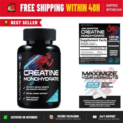 SilverOnyx Creatine Monohydrate 3000mg - 120 Capsules - Muscle Support