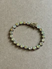 VTG Stamped BBJ 925 Opal Style Tennis Bracelet Gold Tone Sterling Silver Halo