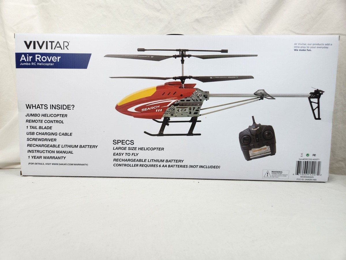 Vivitar Air Rover Jumbo RC Helicoper Drone - Red, Indoor or