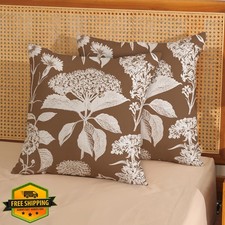 Yxuiyal 18x18 Floral Pillow Covers Set 2 Brown Beige Hydrangea Boho Farmhouse