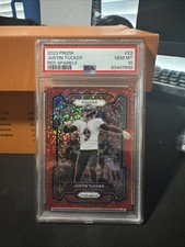 2023 Panini Prizm Justin Tucker #22 Red Sparkle PSA 10