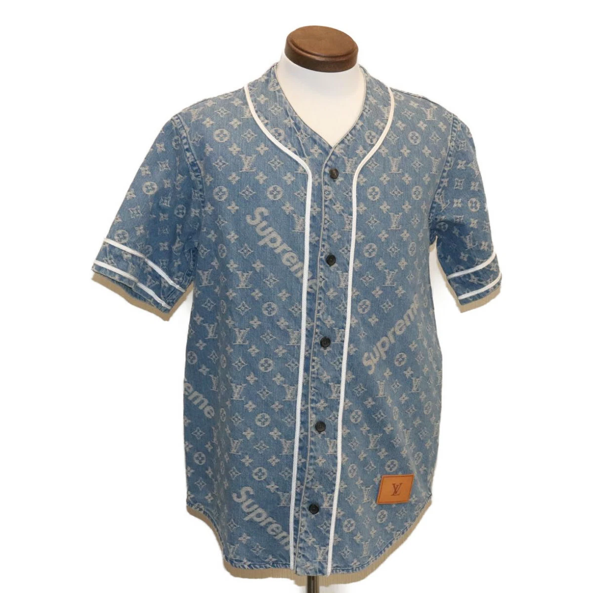 Supreme x Louis Vuitton Jacquard Denim Baseball Jersey Blue