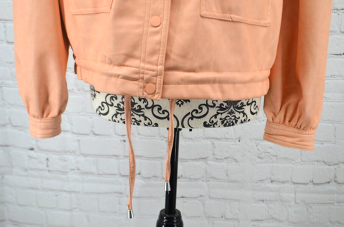 7 FOR ALL MANKIND Women's Faux Leather Crop Bomber Jacket SMALL Peach NWT - Picture 4 of 7