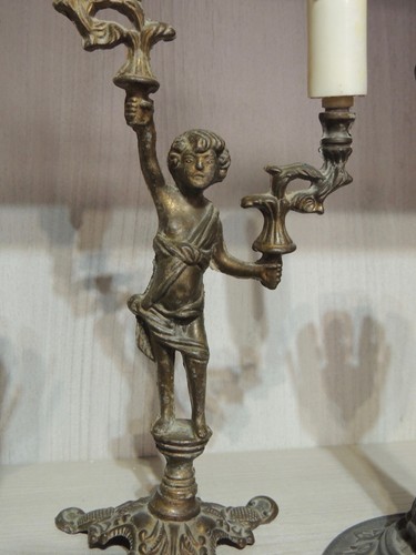 Tríptico Candelabros En Bronce Antigua - Imagen 12 de 21
