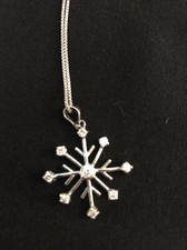 925 sterling silver necklace Snowflake with CZ stones 16  long