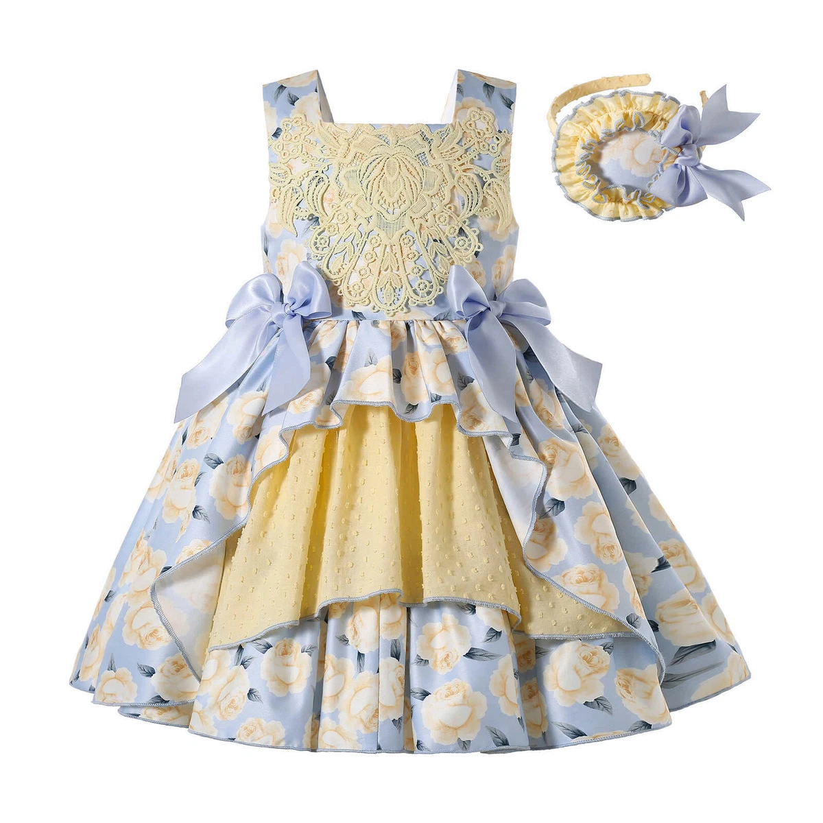 Pettigirl Kids Girls Yellow Easter Dresses 2 3 4 5 6 7-8 10 12 Summer  Floral