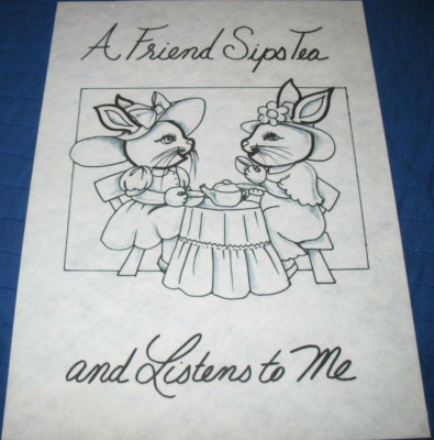 * TRI CHEM 0854 A FRIEND SIPS TEA CUP AND LISTENS TO ME Picture to paint TRICHEM