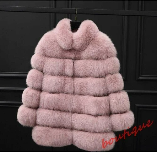 Women's Stand Collar Faux Fur Coat Mid Long Furry Casual Parka coat - Bild 26 von 38