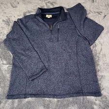 Woolrich Knit 1/4 Zip Pullover Men 2XL Navy Blue Polyester Pocket Preppy Casual