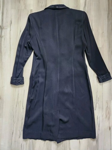 VTG Danny Nicole New York Long Blazer Jacket Dress 6P Black Lace Accent Shimmer - Picture 14 of 15