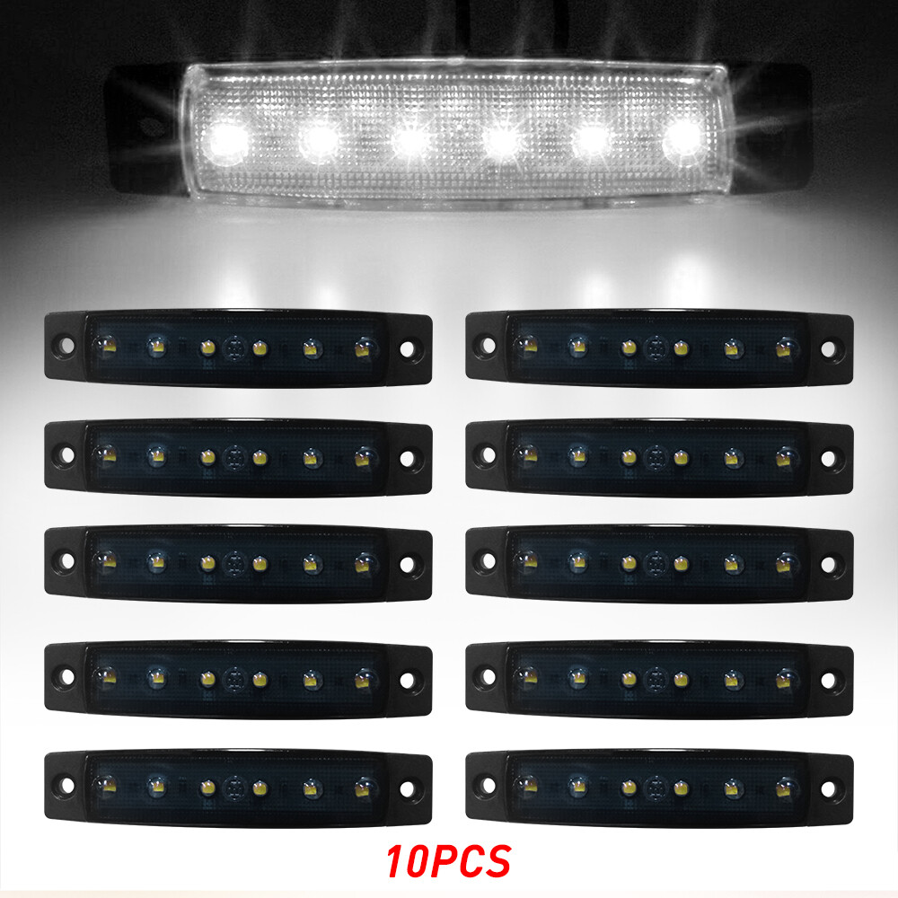 10pcs White 6LED Side Marker Lights for Jeep Truck Trailer RV