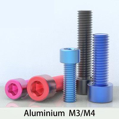 M3 M4 Aluminium Socket Cap Screws - Allen Key Bolts - Anodised Unanodised