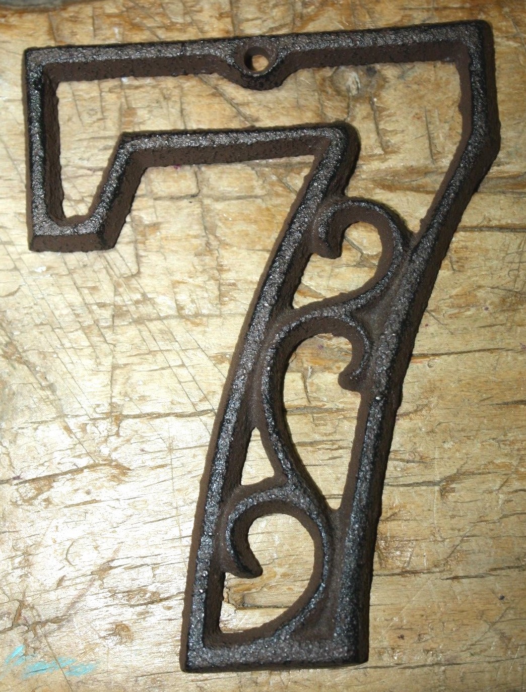 Rustic Brown Cast Iron House Numbers | 4.5 Inch Metal Address Plaque | Vintage Style Street Numbers | Used But Functional